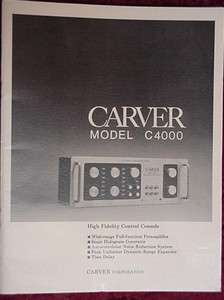 CARVER Model C 4000 PREAMPLIFIER OWNER MANUAL 40 pages  