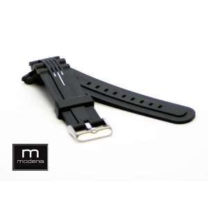  22mm Black MODENA Italian Rubber Watch Band Sports 