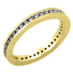   Yellow Gold .75 Carats Round Channel Diamond Eternity Band Jewelry