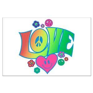  Large Poster Love Peace Symbols Hearts and Flowers 