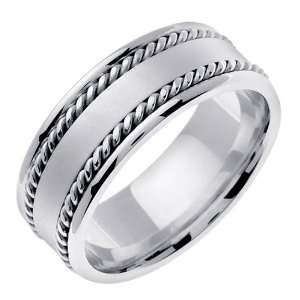   Gold comfort fit flat surface Braided Mens 8 mm Wedding Band Jewelry
