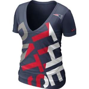   Navy Nike Off Kilter Tri Blend Deep V Neck T Shirt
