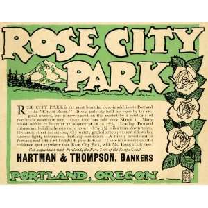  1907 Ad Rose City Park Hartman Thompson Portland Banker 