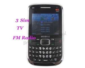 Unlocked 3 Sim Quad Band Mobile Qwerty TV cell Phone /4 FM TF Card 
