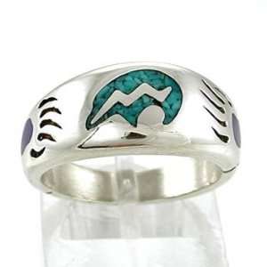  Southwestern Style Bear with Heartline and Bear Paw Band Ring 