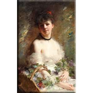  Young Woman with Flower Basket 10x16 Streched Canvas Art 