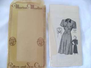 Vtg 1930s 40s Marian Martin w/cellophane envelope pattern #9318 Lady 