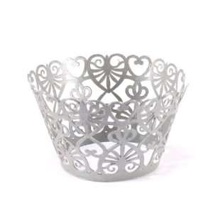  Filigree Paper Cupcake Wrappers ? Lace Hearts 8 1/4? x 1 3 
