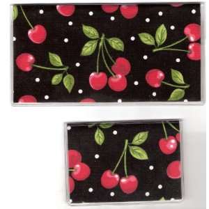  Checkbook Cover Debit Set Made with Cherry Cherries on 