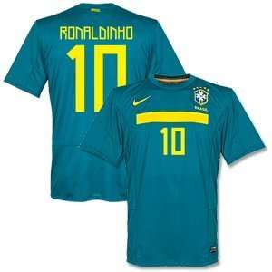   2011 Brazil Away Jersey + Ronaldinho 10 (Fan Style)