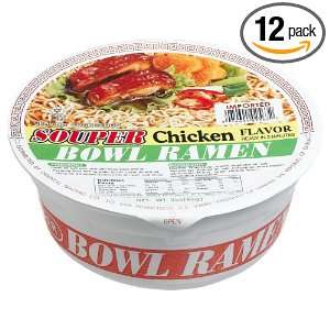 Souper Ramen Chicken, 3 Ounce Bowls (Pack of 12)  Grocery 