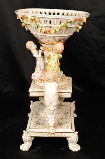 German Dresden Porcelain Cherub Centrepiece Bowl Dish  