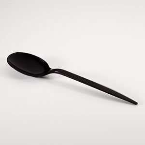   Heavy Weight Black Plastic Soup Spoon   100 / Box