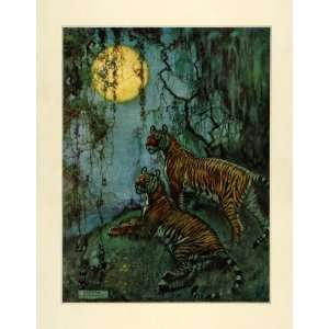  1930 Print Herman Rountree Artist Tigers Moon Willow 