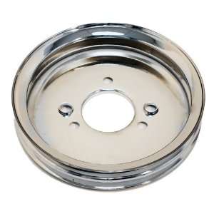  CHEVY BIG BLOCK CHROME STEEL CRANK PULLEY   2 GROOVE (SHORT 