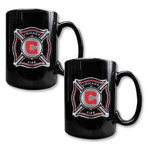 Chicago Fire 2 pc Black Ceramic Mug Set 