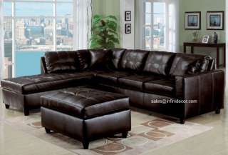 Espresso Leather Sectional Sofa Chaise Set Couch AM15200  