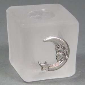 Mini Chime Candle Holder, Clear Frosted Glass Cube, with 