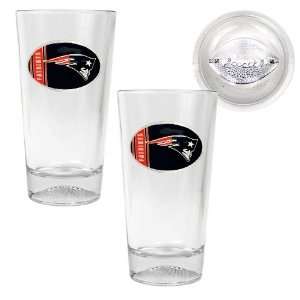  New England Patriots NFL 2pc Pint Ale Glass Set with 