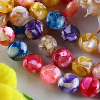 10mm Mixed Mother Of Pearl MOP Shell Coin Gemstone Bead  