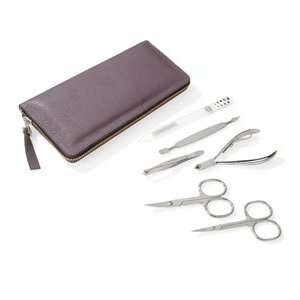   Manicure Set in Gray Leather Case by Erbe. Made in Germany, Solingen