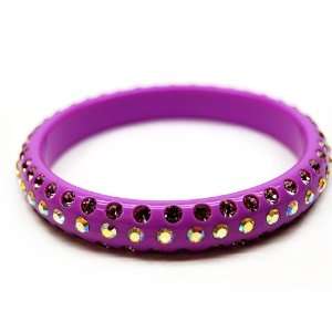  Swarovski Crystal Lucite Bangle 1/2 Wide Solid Purple  Jewelry