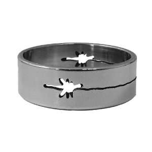  1x 6mm Flat Stainless Steel Ring Band, Hollow Engraved 