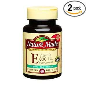  Nature Made Natural Vitamin E 800IU, 60 Softgels (Pack of 