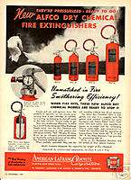 ALFCO DRY CHEMICAL FIRE EXTINGUISHERS 1953 AD  