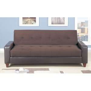  Adjustable Futon Sofa Bed with Storage in Brown 