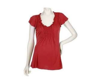 NWT Du Jour Flutter Sleeve Top with Smocking Detail  