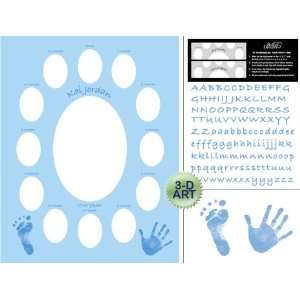  Baby Blue Hand & Foot First Year Photo Mat 11 X 14 Baby