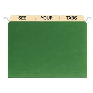 FindIt Tab View Hanging File Folders, Letter Size, Green, 20 Folders 