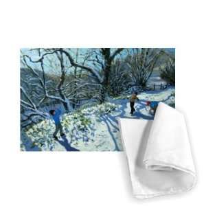 Snowball fight, Derbyshire (oil on canvas)    Tea Towel 100% Cotton 