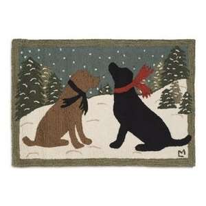  Evening Snow Dogs Hooked Rug