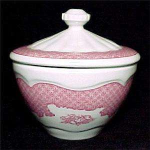 Shenango China Restaurant Ware Sugar Bowl & Lid Pink Maroon Harvest 