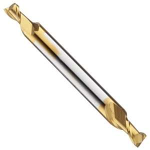  High Speed Steel End Mill, Stub Length, TiN Coated, 2 Flutes, Double 