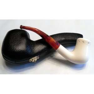  Meerschaum Smoking Pipe   Paisley Smooth Pear Shaped Bowl 