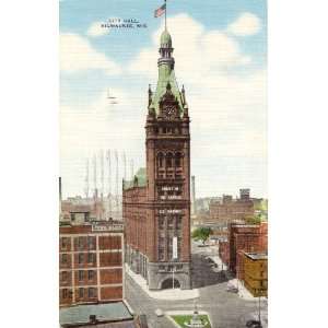   Vintage Postcard City Hall   Milwaukee Wisconsin 