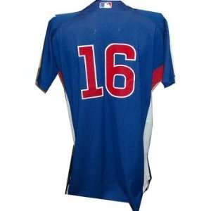   Game Used Batting Practice Cool Base Blue Jersey (44)   Game Used MLB