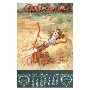  Osborne   Girl on Hay Wagon 16X24 Canvas Giclee