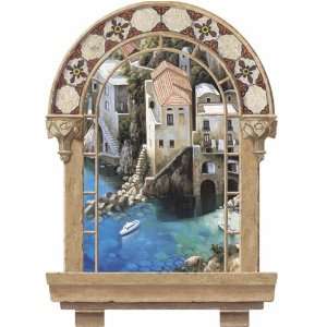  Mediterranean Sea Italian Seaside Homes Window Mural