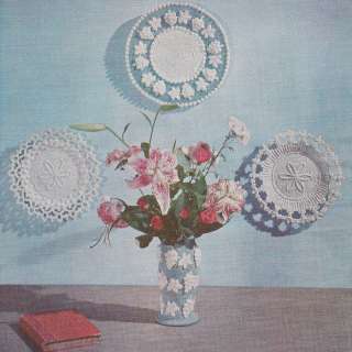 Vintage Crochet PATTERN Milk Glass Wedgewood Vase Plate  