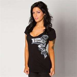  Metal Mulisha Womens Mi Amore T Shirt   Large/Black Automotive