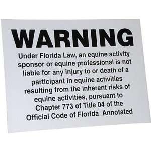  Florida Equine Liability Warning Sign