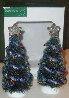 DEPARTMENT 56 DECORATED SISAL TREES   BLUE   SET OF 2  