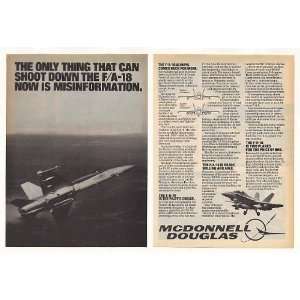   Douglas F/A 18 Hornet Aircraft 2 Page Print Ad