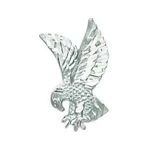  14K White Gold Diamond Cut Eagle Pendant Jewelry