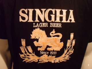 SINGHA LAGER BEER Brewery China Black T Shirt Sz LARGE  
