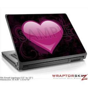  Small Laptop Skin   Glass Heart Grunge Hot Pink by 